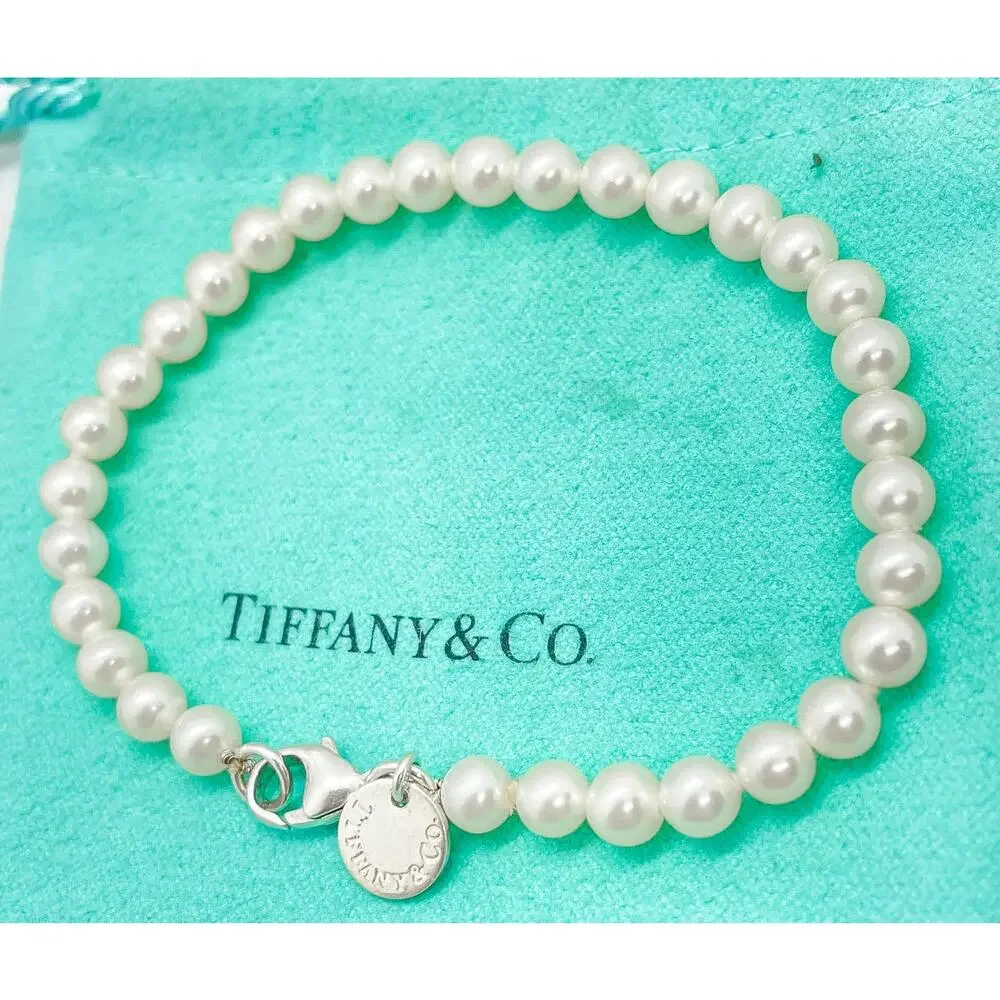 Tiffany & Co Ziegfeld 5mm Pearl Bracelet Sterling Silver 7